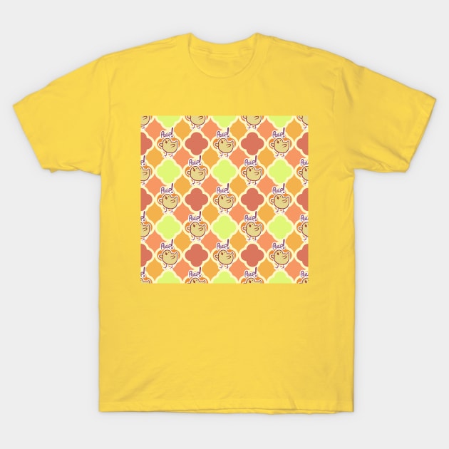 Peep Baby Chick Quatrefoil Pattern T-Shirt by saradaboru